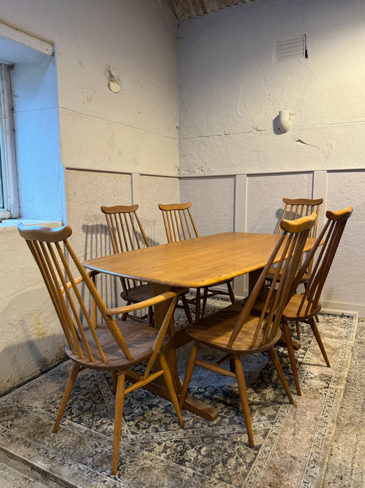 Ercol Blonde Elm & Beech Dining Table and 6 Chairs