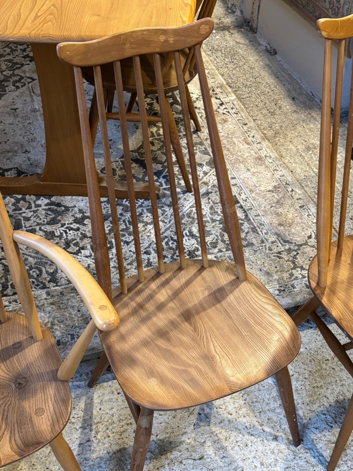 Ercol Blonde Elm & Beech Dining Table and 6 Chairs