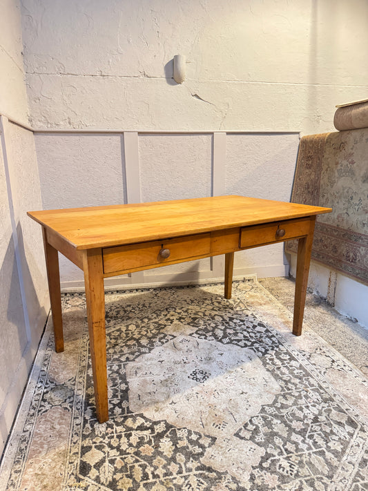 1950s Beech Kitchen Table with 2 Drawers