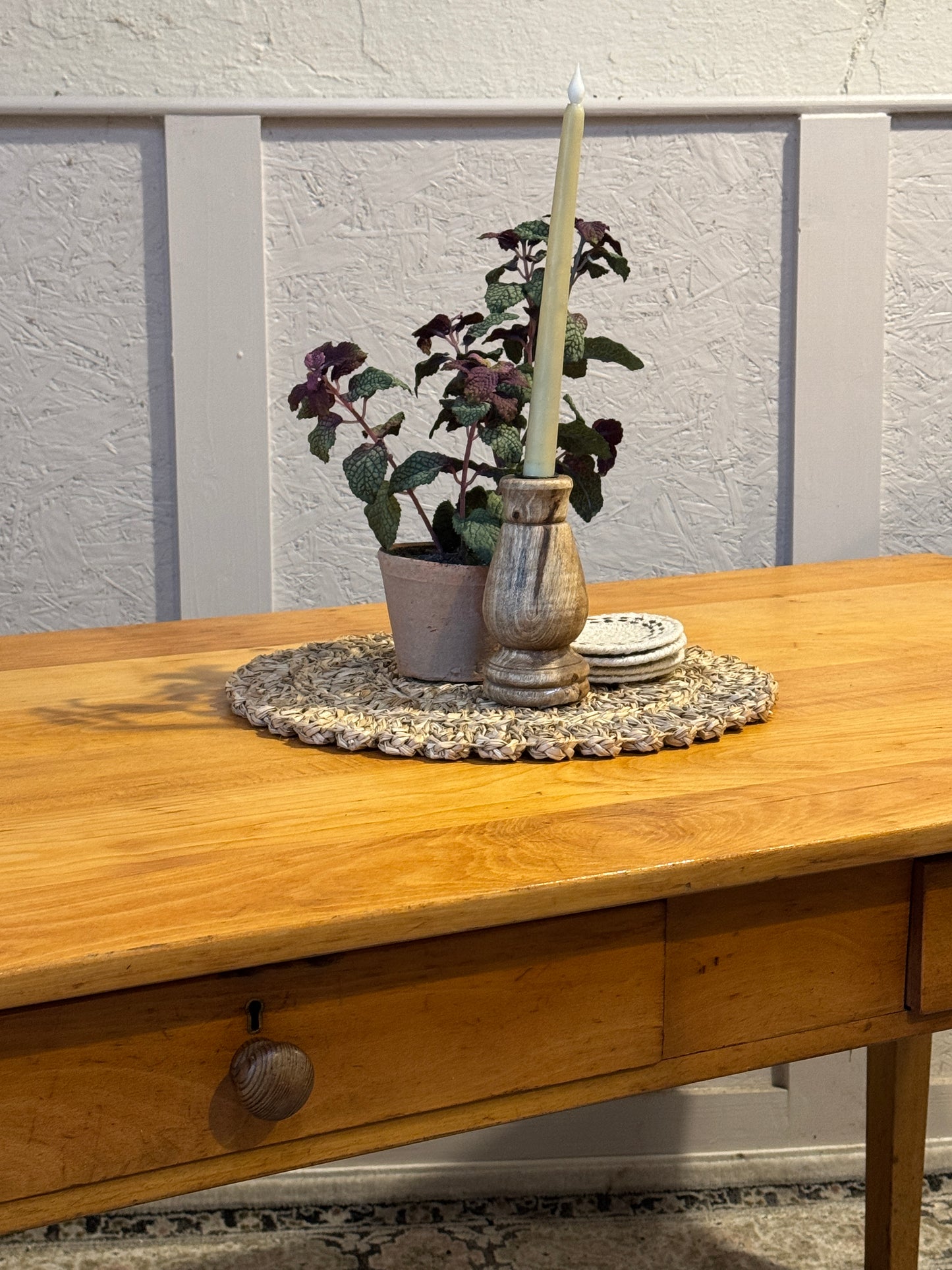 1950s Beech Kitchen Table with 2 Drawers