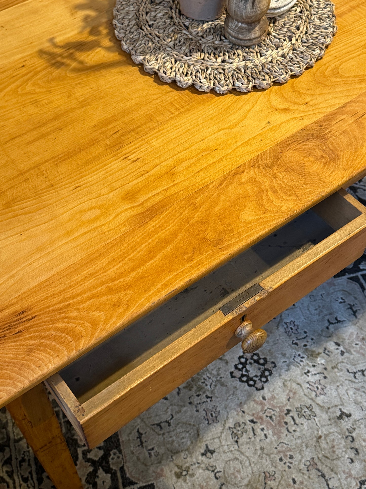 1950s Beech Kitchen Table with 2 Drawers