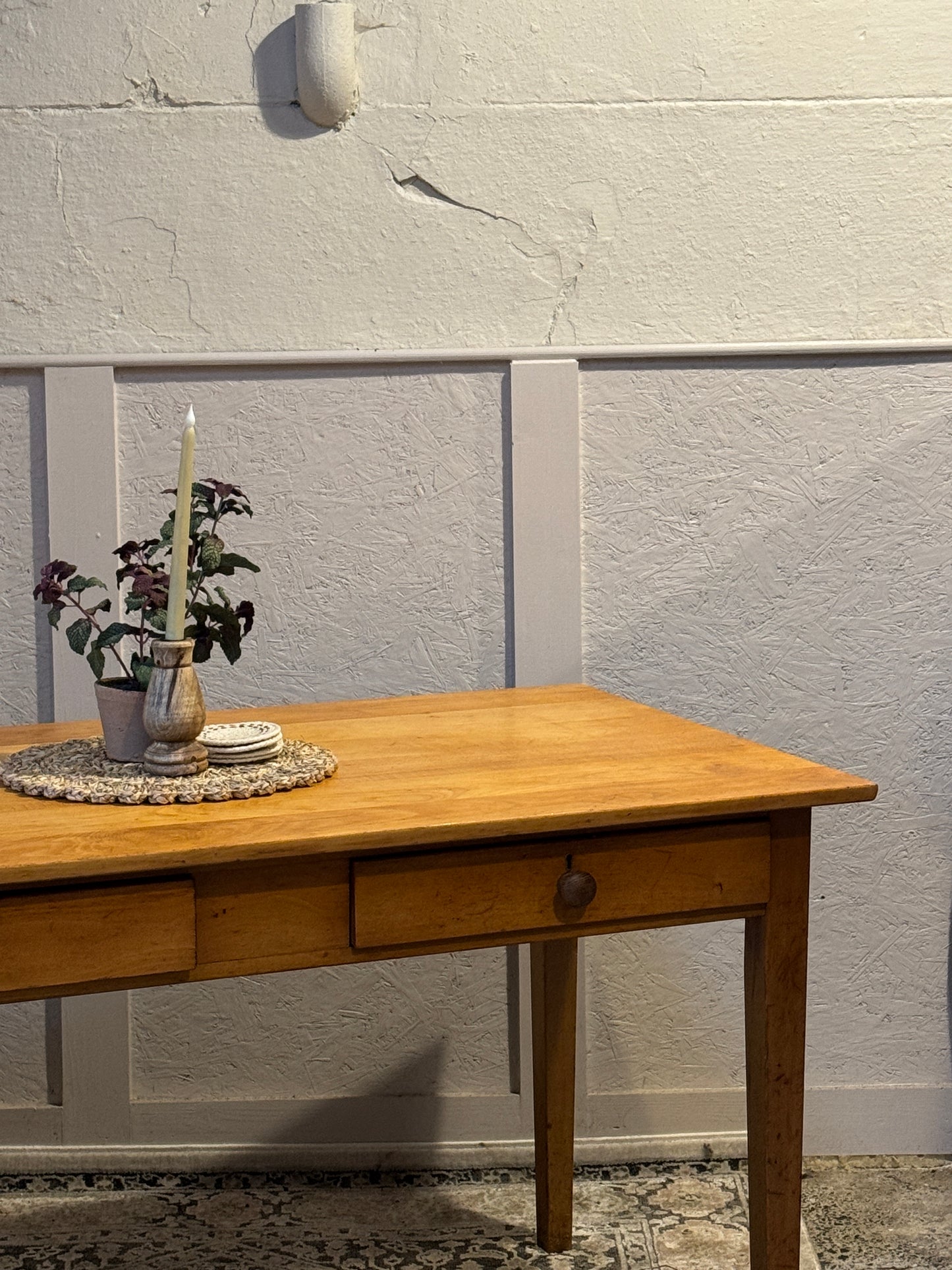 1950s Beech Kitchen Table with 2 Drawers