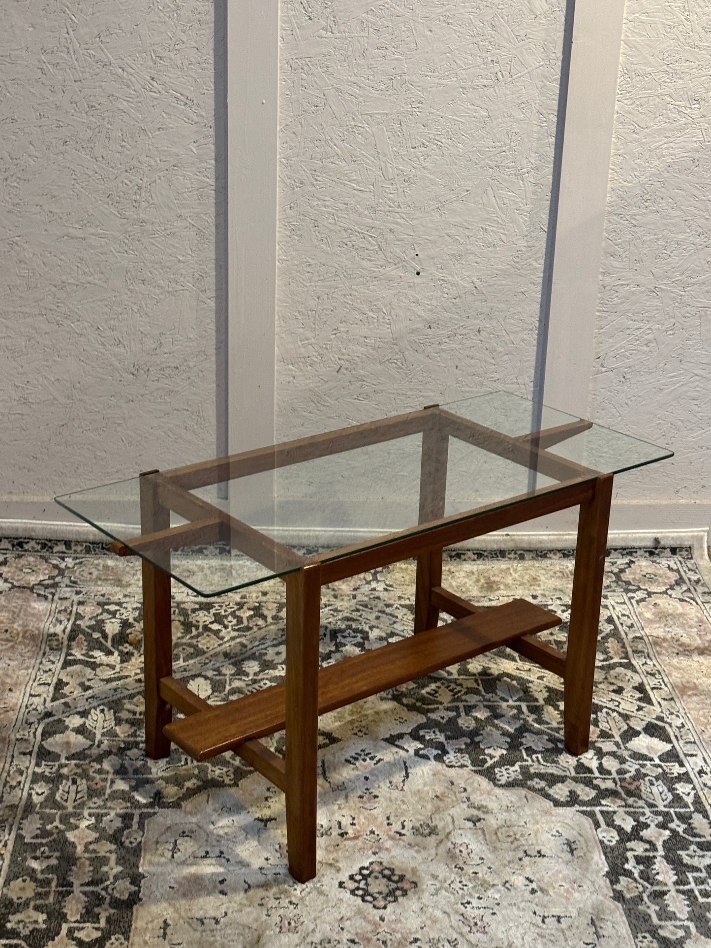 Mid Century Glass Top Coffee Table