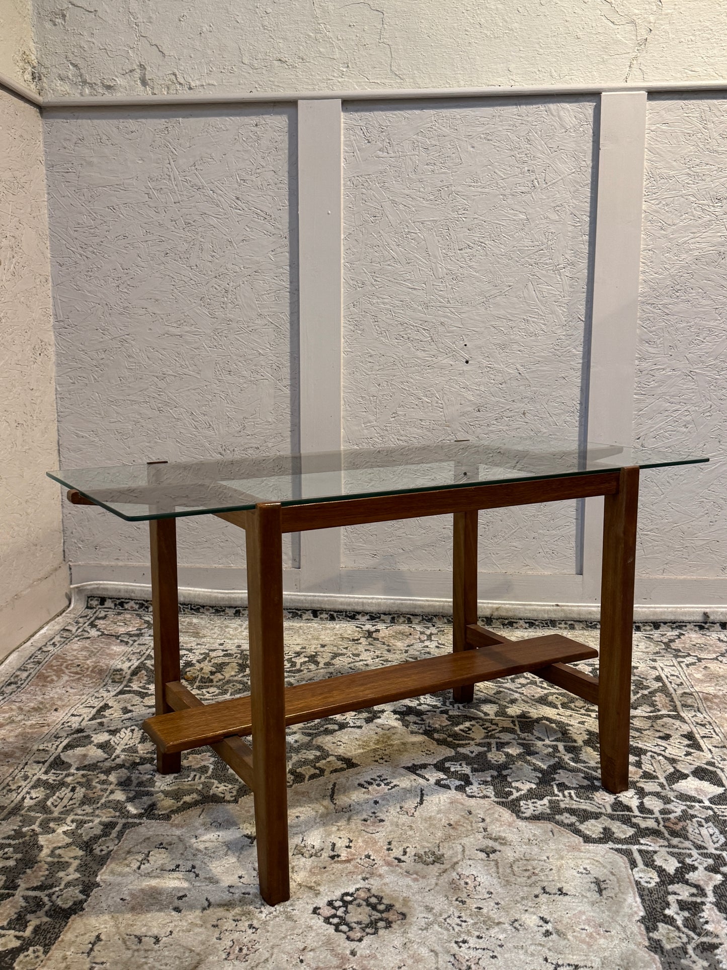 Mid Century Glass Top Coffee Table