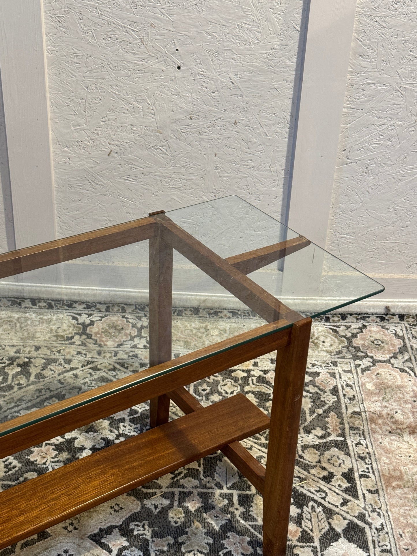 Mid Century Glass Top Coffee Table