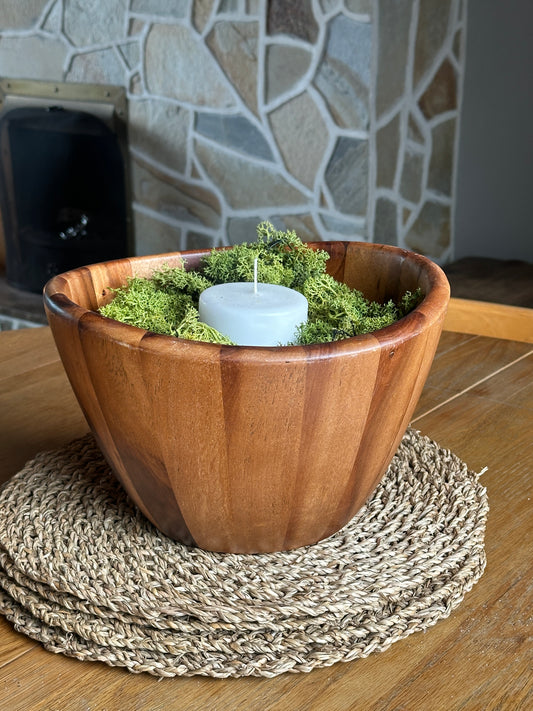 Large Mid-Century Acacia Salad/Dressing Bowl